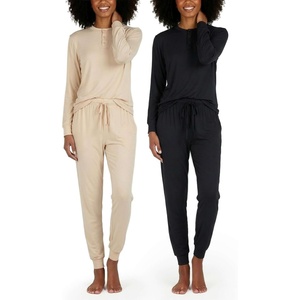 image:image2 Pack Womens Lounge Sets 2 Piece Hoodie Joggers Sweatsuit Matching OutfitHenley Set 3