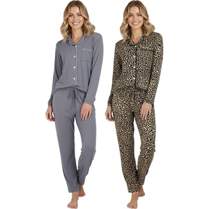 image:image2 Pack Womens Pajama Sets 2 Piece Button Down Long Sleeve Top Pants PJsLong Sleeve  Set 1