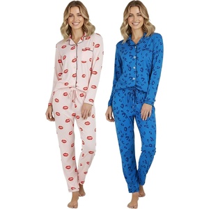 image:image2 Pack Womens Pajama Sets 2 Piece Button Down Long Sleeve Top Pants PJsLong Sleeve  Set 10