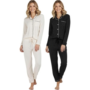 image:image2 Pack Womens Pajama Sets 2 Piece Button Down Long Sleeve Top Pants PJsLong Sleeve  Set 2