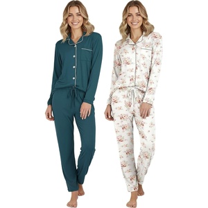 image:image2 Pack Womens Pajama Sets 2 Piece Button Down Long Sleeve Top Pants PJsLong Sleeve  Set 3
