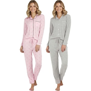 image:image2 Pack Womens Pajama Sets 2 Piece Button Down Long Sleeve Top Pants PJsLong Sleeve  Set 4