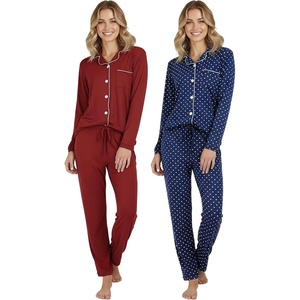 image:image2 Pack Womens Pajama Sets 2 Piece Button Down Long Sleeve Top Pants PJsLong Sleeve  Set 6