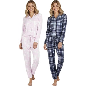 image:image2 Pack Womens Pajama Sets 2 Piece Button Down Long Sleeve Top Pants PJsLong Sleeve  Set 8