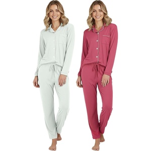 image:image2 Pack Womens Pajama Sets 2 Piece Button Down Long Sleeve Top Pants PJsLong Sleeve  Set 9