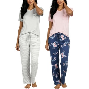 image:image2 Pack Womens Pajama Sets Short Sleeve Sleepwear Comfy Cute Loungewear PJSet G Purple  Pink