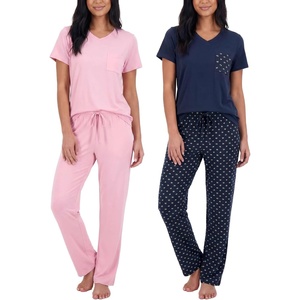 image:image2 Pack Womens Pajama Sets Short Sleeve Sleepwear Comfy Cute Loungewear PJSet P Pinkaboo  Navy Blazer Yummy Print