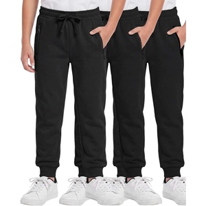 image:image3 Pack Boys Fleece Joggers Sweatpants Kids Youth Sweats Athletic Pants TeenSolid Black  Solid Black  Solid Black
