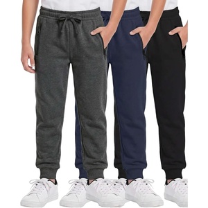 image:image3 Pack Boys Fleece Joggers Sweatpants Kids Youth Sweats Athletic Pants TeenSolid Black  Solid Navy Blazer  Charcoal Heather