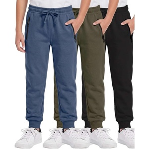 image:image3 Pack Boys Fleece Joggers Sweatpants Kids Youth Sweats Athletic Pants TeenSolid Black  Solid Olive Night  Solid Vintage Indigo
