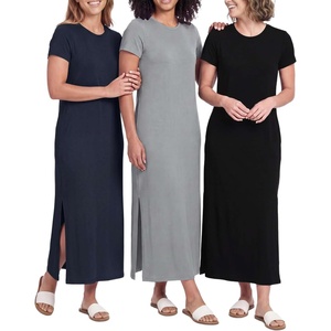 image:image3 Pack Womens Maxi Dresses Casual Short Sleeve TShirt Dress Long SlitSet 10