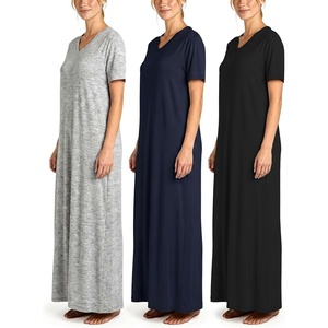 image:image3 Pack Womens Maxi Long Nightgowns Short Sleeve Night Shirt PJ Sleep DressSet 10