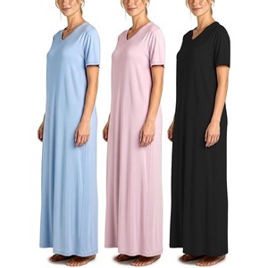image:image3 Pack Womens Maxi Long Nightgowns Short Sleeve Night Shirt PJ Sleep DressSet 12