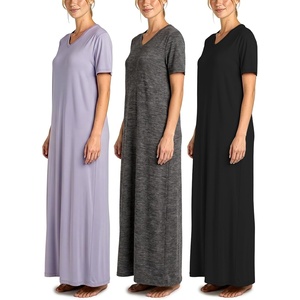 image:image3 Pack Womens Maxi Long Nightgowns Short Sleeve Night Shirt PJ Sleep DressSet 13