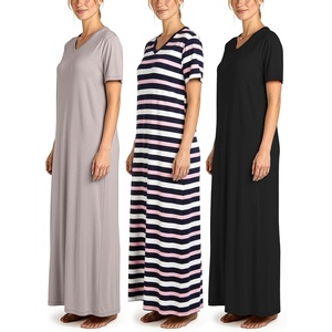 image:image3 Pack Womens Maxi Long Nightgowns Short Sleeve Night Shirt PJ Sleep DressSet 2
