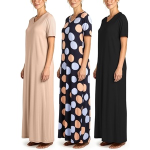image:image3 Pack Womens Maxi Long Nightgowns Short Sleeve Night Shirt PJ Sleep DressSet 3