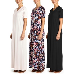 image:image3 Pack Womens Maxi Long Nightgowns Short Sleeve Night Shirt PJ Sleep DressSet 4