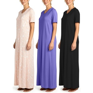 image:image3 Pack Womens Maxi Long Nightgowns Short Sleeve Night Shirt PJ Sleep DressSet 5
