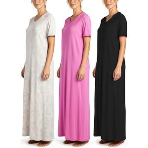 image:image3 Pack Womens Maxi Long Nightgowns Short Sleeve Night Shirt PJ Sleep DressSet 6