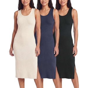 image:image3 Pack Womens Midi Dresses Sleeveless Tank Casual Long Beach Sundress SlitSet 2