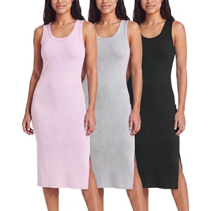 image:image3 Pack Womens Midi Dresses Sleeveless Tank Casual Long Beach Sundress SlitSet 3