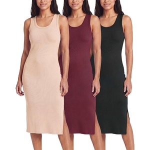 image:image3 Pack Womens Midi Dresses Sleeveless Tank Casual Long Beach Sundress SlitSet 6