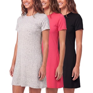 image:image3 Pack Womens T Shirt Dresses Casual Short Sleeve Midi Dress PocketsSet 1