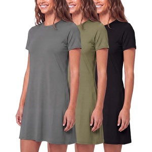 image:image3 Pack Womens T Shirt Dresses Casual Short Sleeve Midi Dress PocketsSet 11