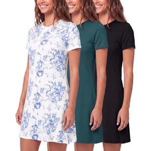 image:image3 Pack Womens T Shirt Dresses Casual Short Sleeve Midi Dress PocketsSet 4