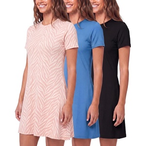 image:image3 Pack Womens T Shirt Dresses Casual Short Sleeve Midi Dress PocketsSet 5