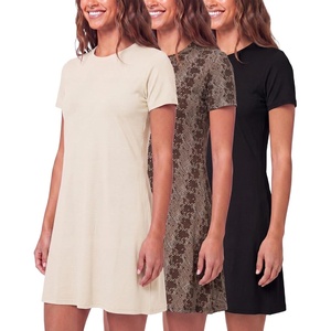 image:image3 Pack Womens T Shirt Dresses Casual Short Sleeve Midi Dress PocketsSet 7