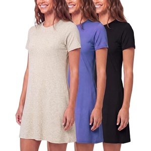 image:image3 Pack Womens T Shirt Dresses Casual Short Sleeve Midi Dress PocketsSet 8
