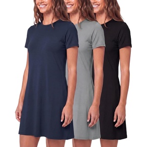 image:image3 Pack Womens T Shirt Dresses Casual Short Sleeve Midi Dress PocketsSet 9