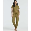 image:image2 Pack Womens Pajama Sets 2 Piece Ribbed Crop Top Joggers Lounge Sets PJsWith Jogger Set 2