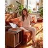 image:image2 Pack Womens Pajama Sets Lounge Set 2 Piece Button Up PJ Sleepwear LadiesNavy Blazer Flowers  Pearl Flowers