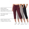 image:image3 Pack Womens Capri Pants Athletic Casual Sweatpants Summer Yoga PocketsSet 8