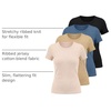 image:image4 Pack Womens Ribbed Tshirts Short Sleeve Crew Neck Tees Basic Tops CasualSet 1