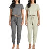 image:image2 Pack Womens Pajama Sets 2 Piece Ribbed Crop Top Joggers Lounge Sets PJsWith Jogger Set 6