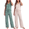 image:image2 Pack Womens Pajama Sets Lounge Set 2 Piece Button Up PJ Sleepwear LadiesMistletoe Flowers  Carinaria Hearts