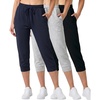image:image3 Pack Womens Capri Joggers Sweatpants Athletic Yoga Lounge Gym PocketsSet 10