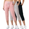 image:image3 Pack Womens Capri Joggers Sweatpants Athletic Yoga Lounge Gym PocketsSet 2