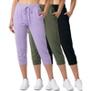 image:image3 Pack Womens Capri Joggers Sweatpants Athletic Yoga Lounge Gym PocketsSet 3