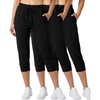 image:image3 Pack Womens Capri Joggers Sweatpants Athletic Yoga Lounge Gym PocketsSet 9