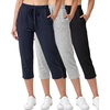 image:image3 Pack Womens Capri Pants Athletic Casual Sweatpants Summer Yoga PocketsSet 10