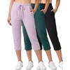 image:image3 Pack Womens Capri Pants Athletic Casual Sweatpants Summer Yoga PocketsSet 3