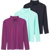 image:image3 Pack Womens Rash Guard Swim Shirts Quarter Zip Long Sleeve High Neck UPFSet 2