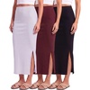 image:image3 Pack Womens Ribbed Maxi Long Skirts High Waisted with Side Slit PencilSet 1