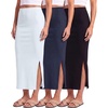 image:image3 Pack Womens Ribbed Maxi Long Skirts High Waisted with Side Slit PencilSet 3