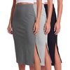 image:image3 Pack Womens Ribbed Midi Skirts High Waisted Pencil Knee Length Work SlitSet 1