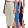 image:image3 Pack Womens Ribbed Midi Skirts High Waisted Pencil Knee Length Work SlitSet 7